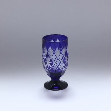 Nakakin粋彩切子 黒台ビールグラス 梅矢来切子
