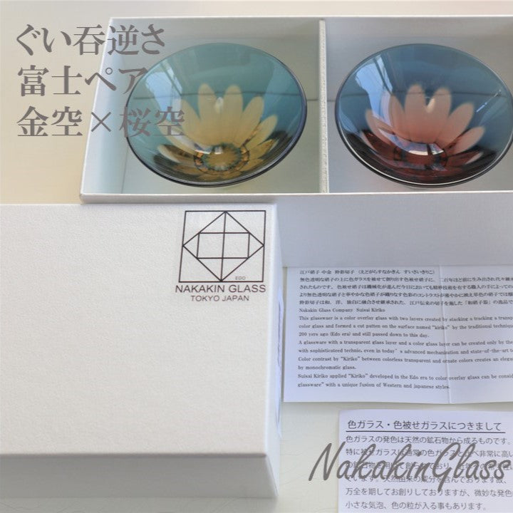 Nakakin粋彩切子 ぐい呑逆さ富士 ペアセット