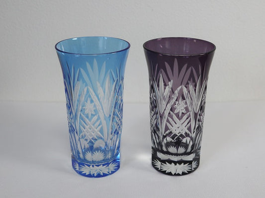 Nakakin切子 一口ビールグラス 星矢来切子ペア　　