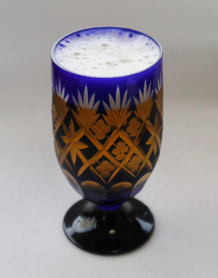 Nakakin Suisai Kiriko Black Base Beer Glass Ume Yarai Kiriko