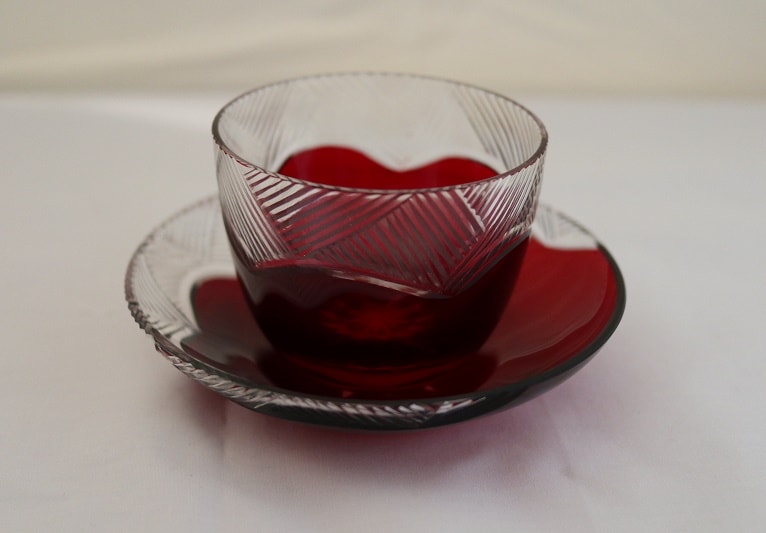 Nakakin Ikisai Kiriko Cup &amp; Saucer "Camellia"