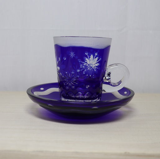 Nakakin Ikisai Kiriko Cup &amp; Saucer Edo Fireworks "Chrysanthemum"