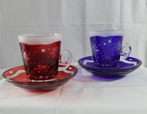 Nakakin Ikisai Kiriko Cup &amp; Saucer Edo Fireworks "Chrysanthemum"