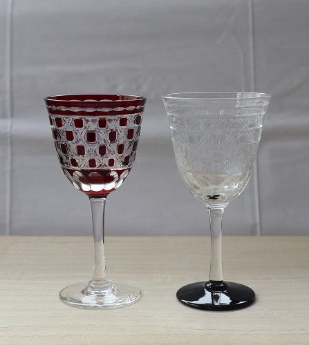 Nakakin Ikisai Kiriko Wine Glass Basket Weave Kiriko