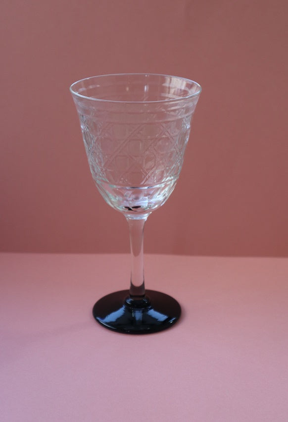 Nakakin Ikisai Kiriko Wine Glass Basket Weave Kiriko