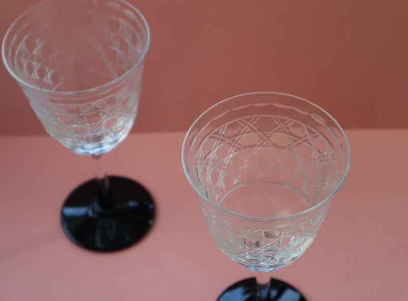 Nakakin Ikisai Kiriko Wine Glass Basket Weave Kiriko