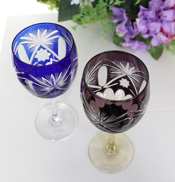 Nakakin Suisai Kiriko Wine Glass Butterfly