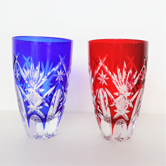 Nakakin Suisai Kiriko Oval Tumbler Kaleidoscope Kiriko Pair Set