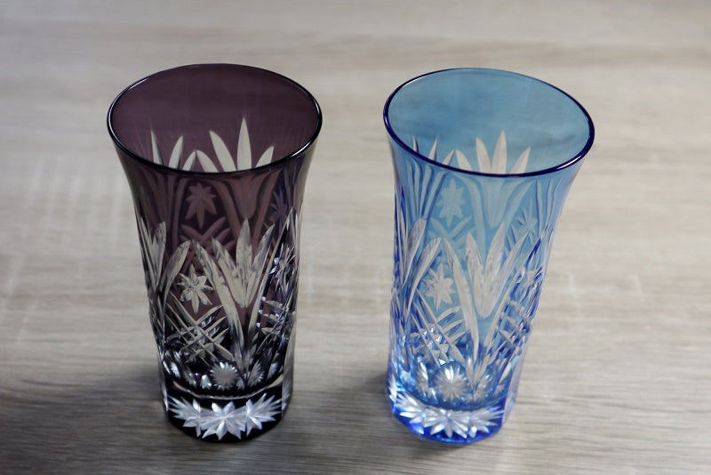 Nakakin Kiriko Beer Glasses, Seiyarai Kiriko Pair