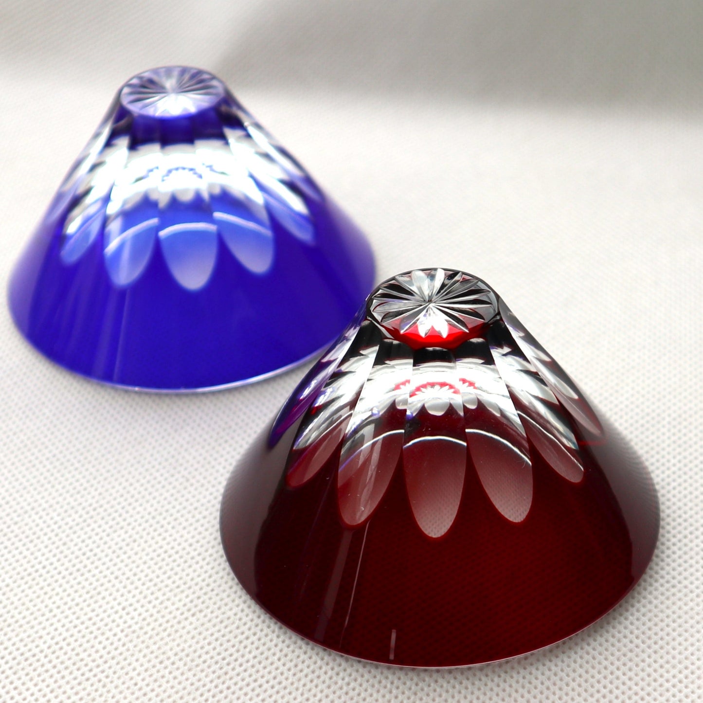 Nakakin Ikisai Kiriko Sake Cups, Upside-Down Mt. Fuji, Pair Set