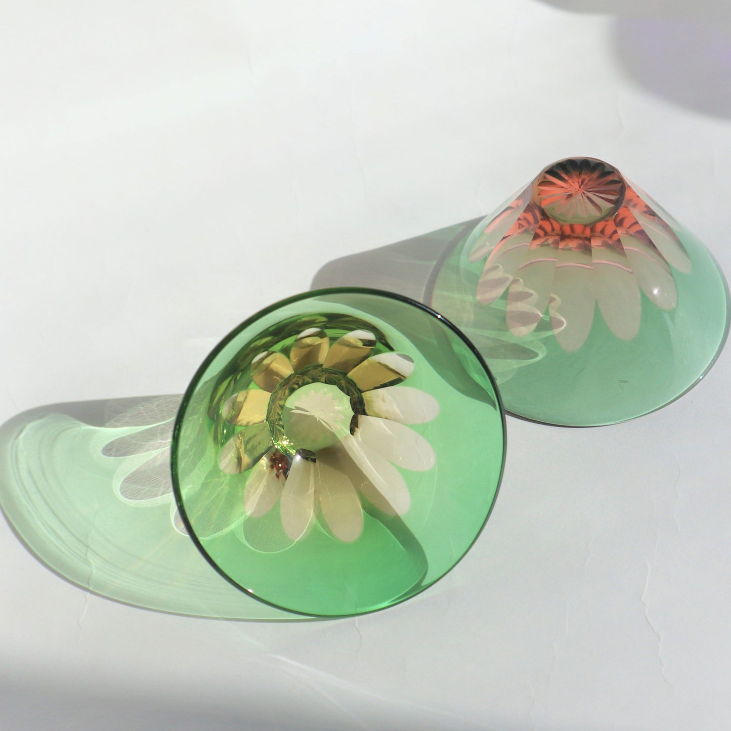 Nakakin Ikisai Kiriko Sake Cups, Upside-Down Mt. Fuji, Pair Set
