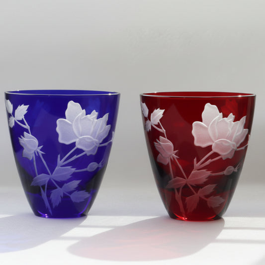 砂彫刻　オーバルグラス　バラ